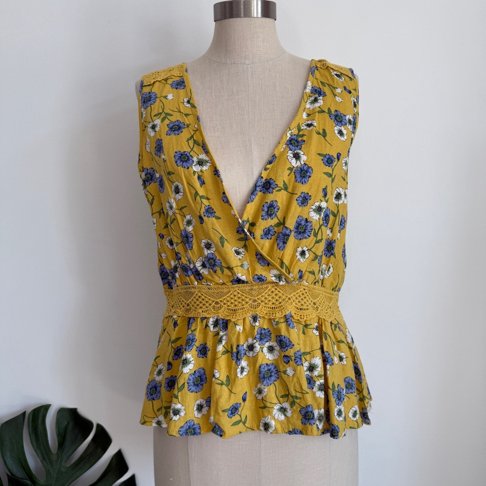 Floral Yellow Sleeveless Top